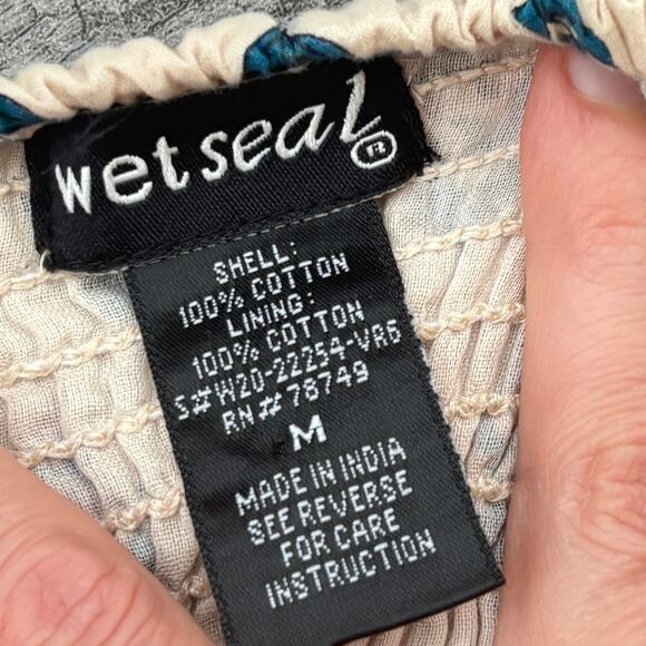 VTG Y2K Wet Seal Crop Top Spaghetti Strap Top Women's M Smocked Festival Boho - Picture 6 of 7